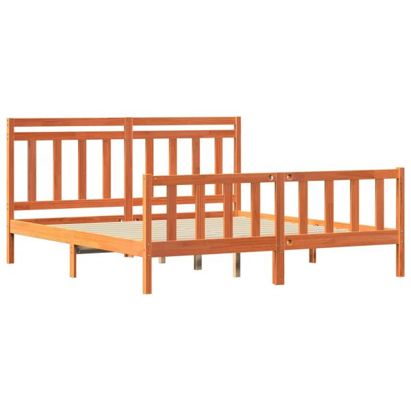 Bettrahmen mit Kopfteil 2 pcs Wachsbraun 205,5 x 185,5 x 100 cm