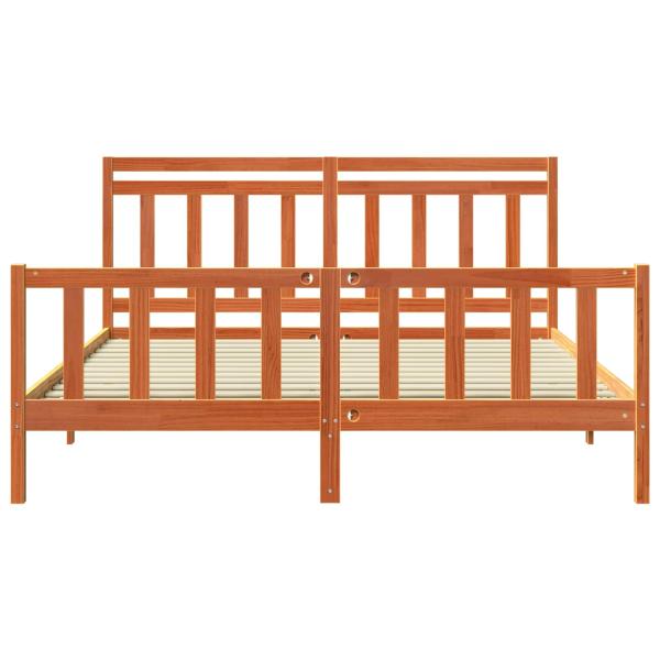 Bettrahmen mit Kopfteil 2 pcs Wachsbraun 205,5 x 185,5 x 100 cm