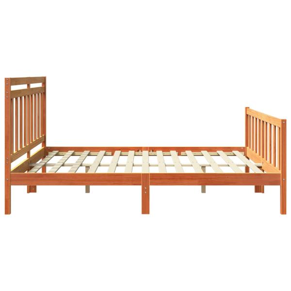 Bettrahmen mit Kopfteil 2 pcs Wachsbraun 205,5 x 185,5 x 100 cm