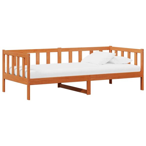 ARDEBO.de - Tag-Bett mit Kopfteil Wachsbraun und Weiß 90 x 200 cm