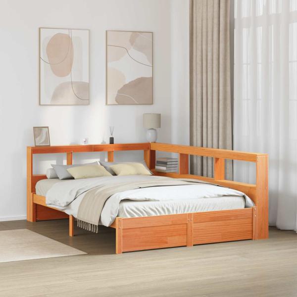 ARDEBO.de - Bücherregal-Bett Uni 2 stk. Wachsbraun 200 x 160 cm