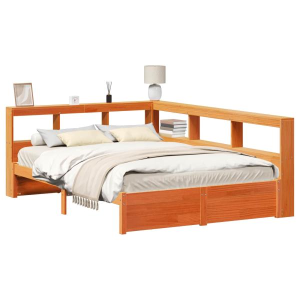 Bücherregal-Bett Uni 2 stk. Wachsbraun 200 x 160 cm