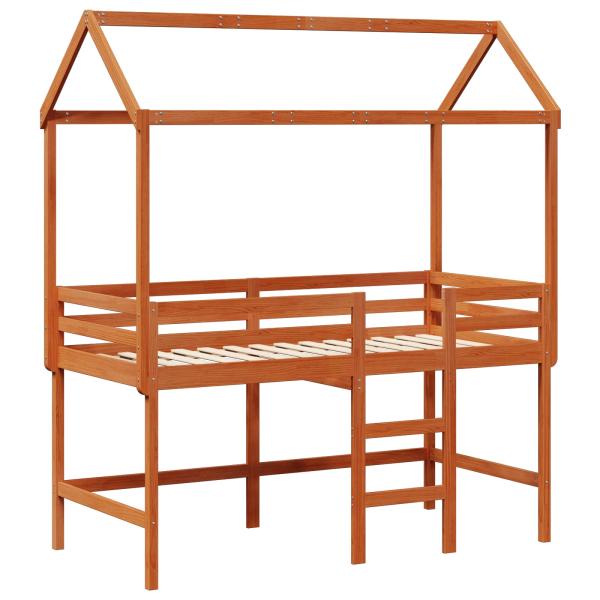 Hochbettrahmen Wachsbraun 90 x 190 cm Massives Kiefernholz