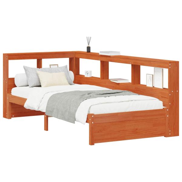 Bücherregal-Bett mit Kopfteil mit Speicher Massivholz Kiefer