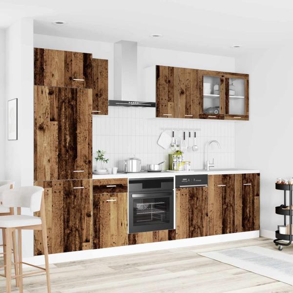 ARDEBO.de - Kücheneinheit Lyon 8 stk. Altholz Holzwerkstoff