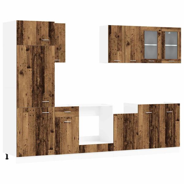Kücheneinheit Lyon 8 stk. Altholz Holzwerkstoff