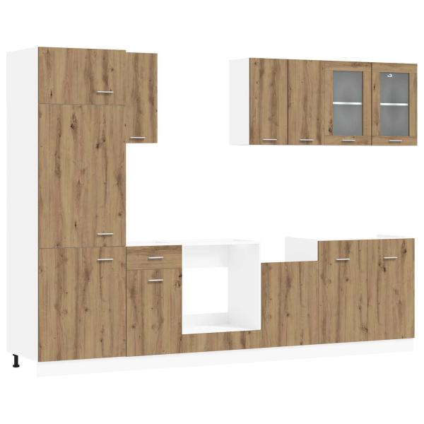 Kücheneinheit Lyon 8 stk. Artisan-Eiche Holzwerkstoff