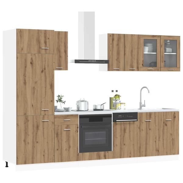 Kücheneinheit Lyon 8 stk. Artisan-Eiche Holzwerkstoff