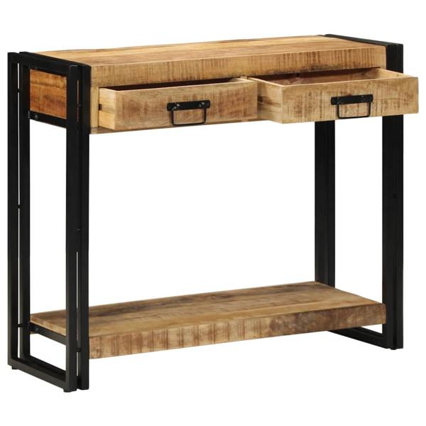 ARDEBO.de - Konsolentisch mit Regal Braun 90 x 33 x 75 cm Massivholz Mango