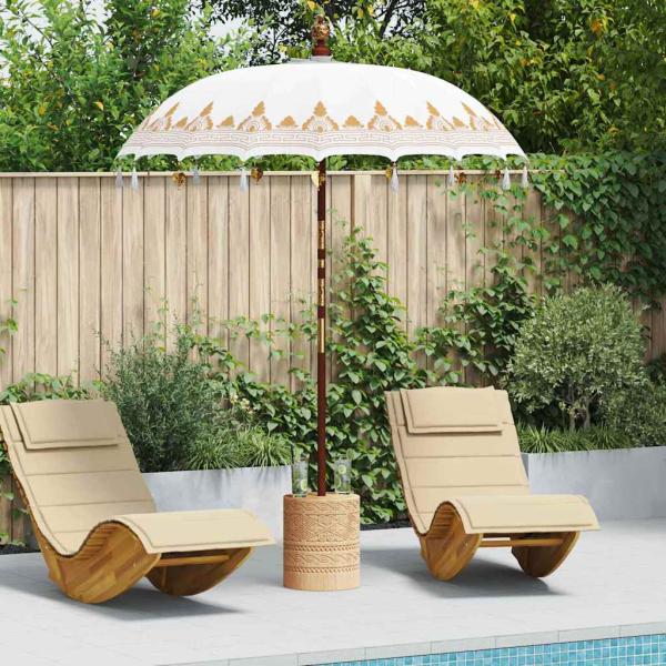ARDEBO.de - Balinesischer Sonnenschirm Creme 185 x 185 x 260 cm