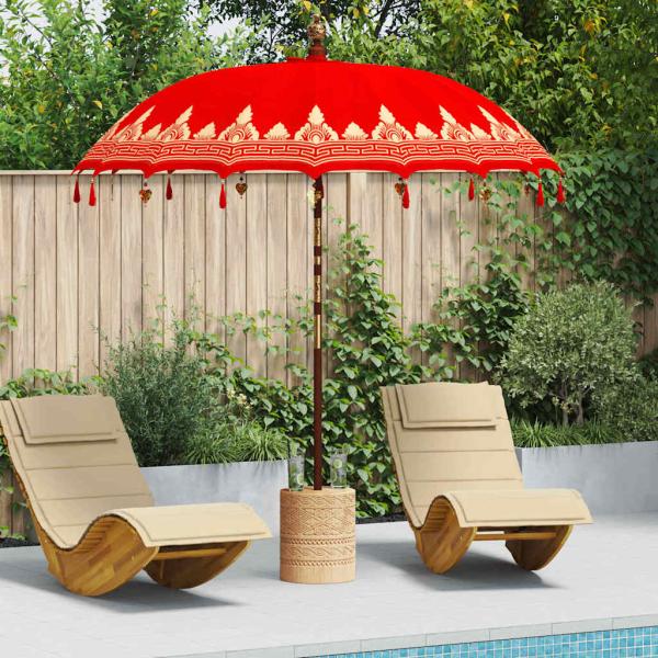 ARDEBO.de - Balinesischer Sonnenschirm Rot 215 x 215 x 260 cm