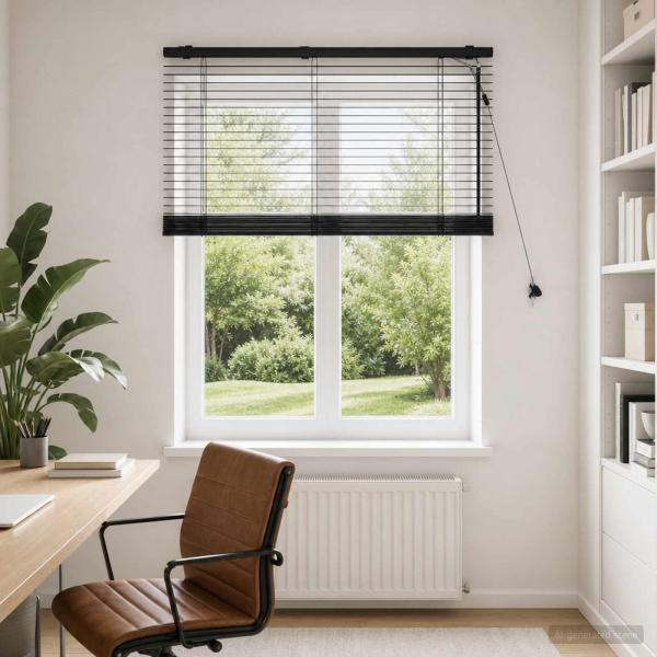 ARDEBO.de - Venezianische Jalousie Schwarz 120 x 130 cm 35 mm
