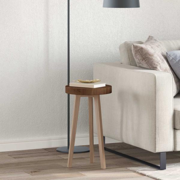 ARDEBO.de - Tischplatte Dunkelbraun Ø 30 x 4 cm Massivholz Eiche