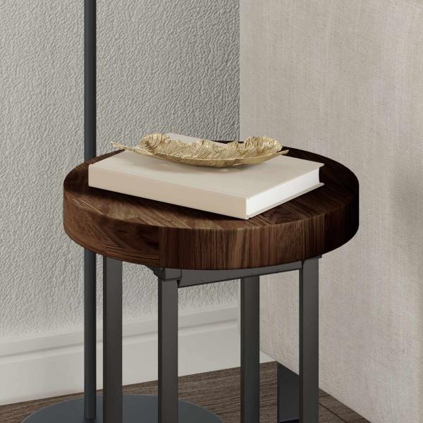 Tischplatte Dunkelbraun Ø 30 x 4 cm Massivholz Eiche