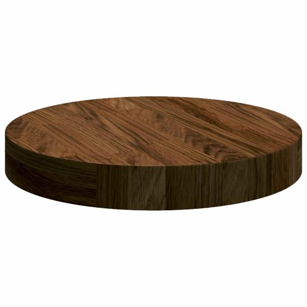 Tischplatte Dunkelbraun Ø 30 x 4 cm Massivholz Eiche