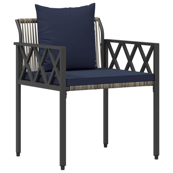 Gartenmöbel-Set 3 Stk. Grau und Marineblau Poly-Rattan