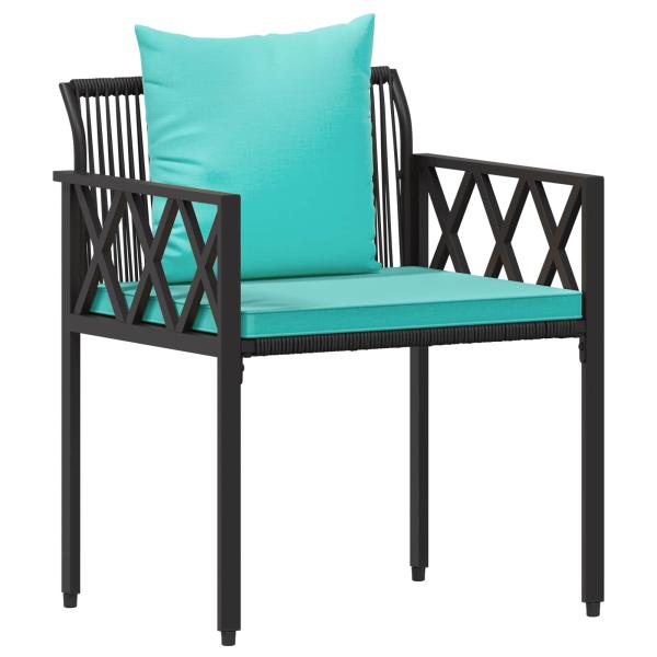 Gartenmöbel-Set 3 stk. Schwarz und Türkis Poly-Rattan