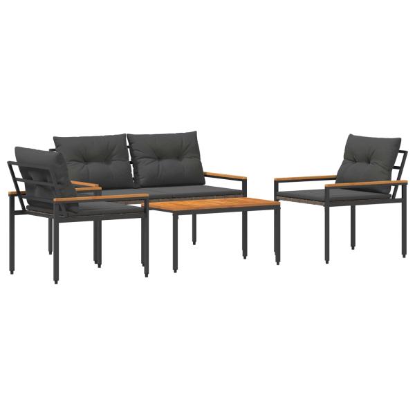 Gartenmöbel-Set 4 Stk. Dunkelgrau Poly-Rattan