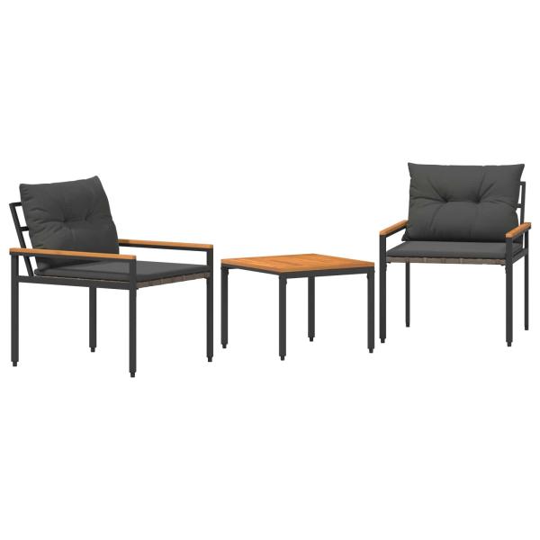 Gartenmöbel-Set 3 stk. 2-Sitzer Dunkelgrau Poly-Rattan