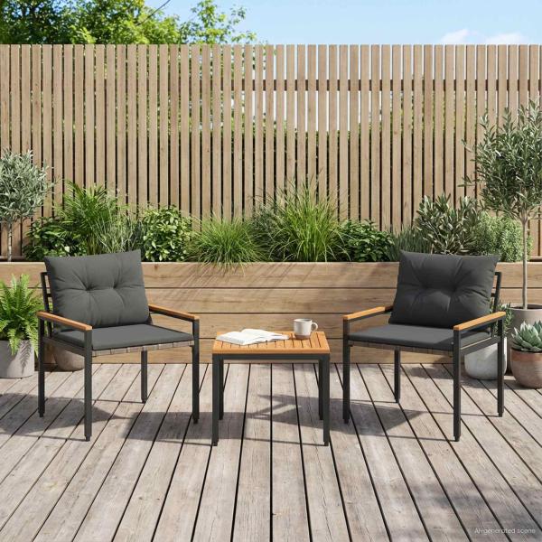 Gartenmöbel-Set 3 stk. 2-Sitzer Dunkelgrau Poly-Rattan