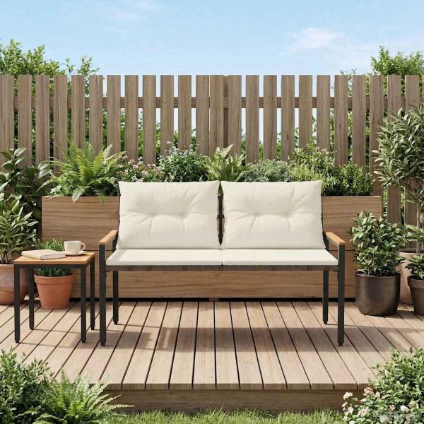 Bank Outdoor 2 -Seater 116 x 67,5 x 72 cm Poly-Rattan Cremeweiß