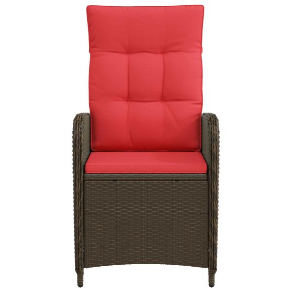 Verstellbarer Gartenstuhl Braun und Rot Poly-Rattan