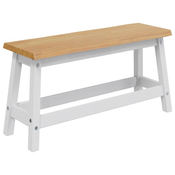 Esstischbank EKAI Weiß 91,5 x 29 x 45,5 cm Massives Kiefernholz