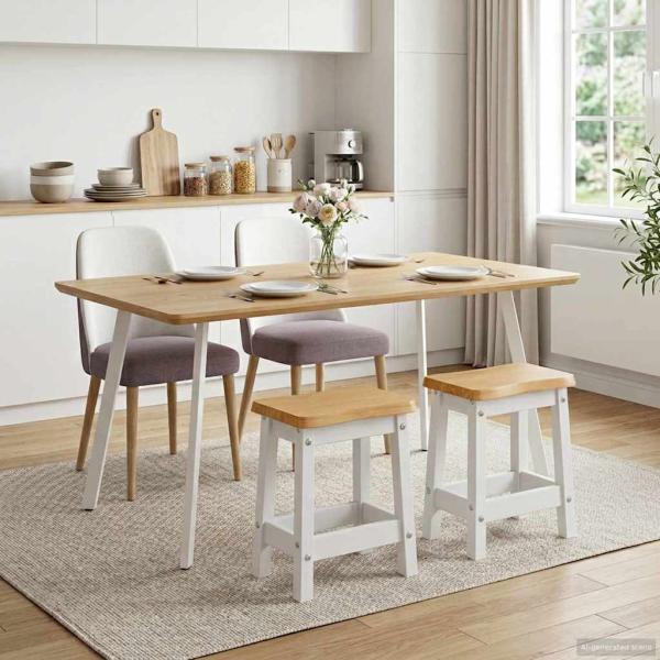 ARDEBO.de - Barhocker EKAI 2 Stk. Weiß 40 x 29 x 45,5 cm
