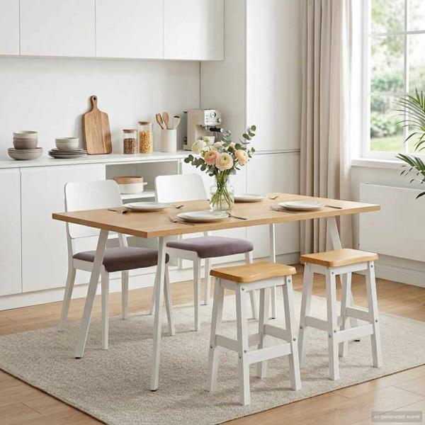 ARDEBO.de - Hoher Barhocker EKAI 2 Stk. Weiß 40 x 29 x 63 cm