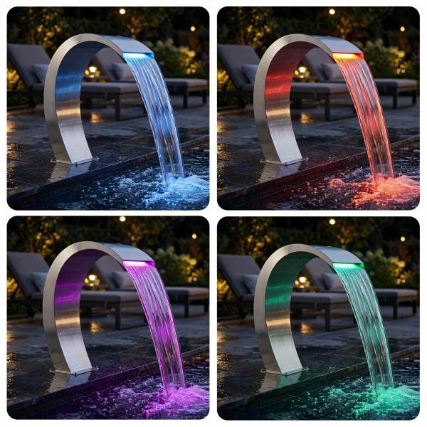 Poolbrunnen Edelstahl 60 x 30 x 70 cm Silber