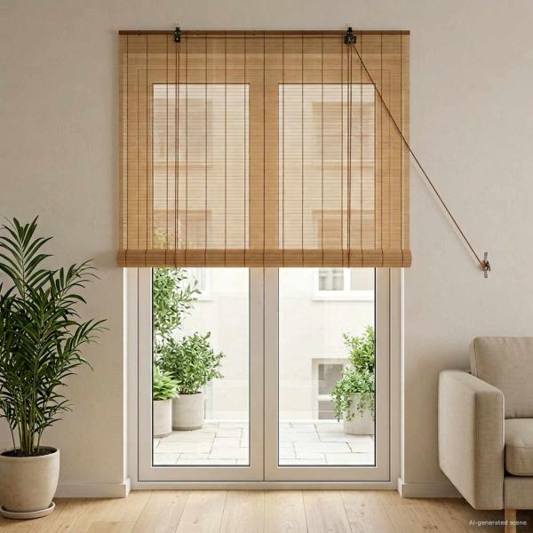 ARDEBO.de - Rollo Braun 90 x 220 cm Bambus
