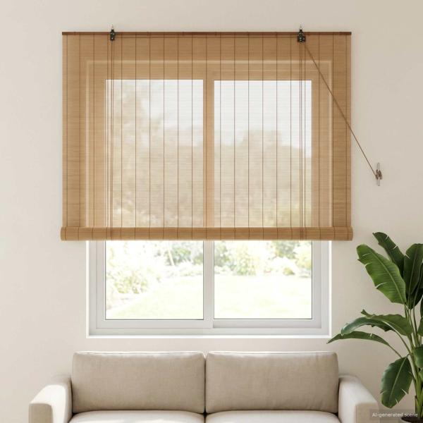 ARDEBO.de - Rollo Braun 130 x 160 cm Bambus