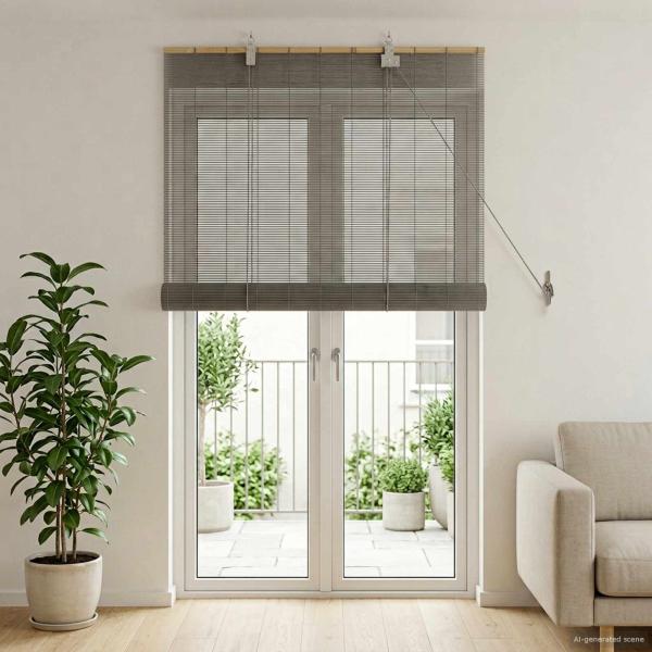 ARDEBO.de - Rollo Grau 90 x 220 cm Bambus