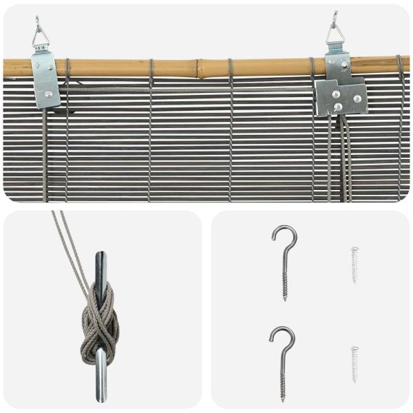 Rollo Grau 140 x 160 cm Bambus