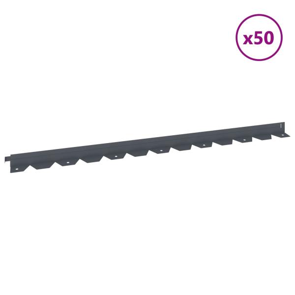 Raseneinfassung 50 stk. 102 x 4 x 4 cm Stahl Anthrazit