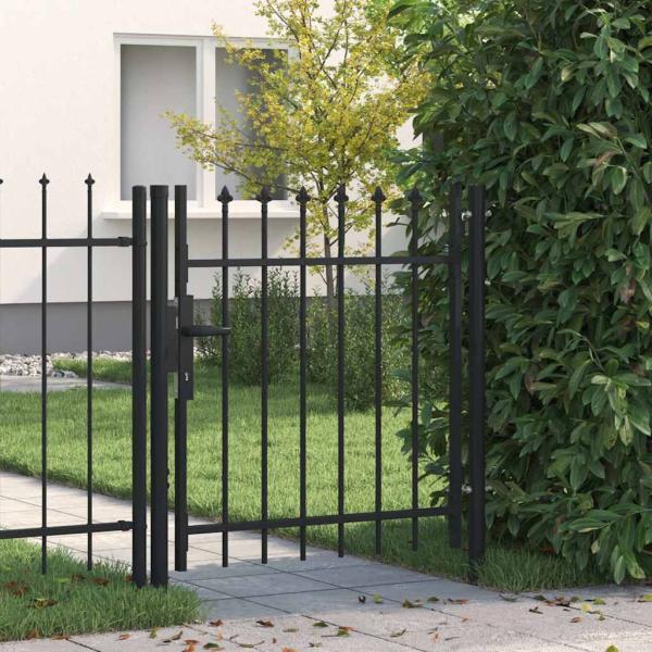 ARDEBO.de - Zauntor BOXTEL Einzeltür mit Dorn Stahl 1 x 1 m Schwarz