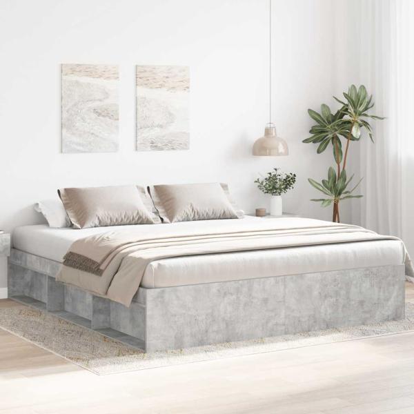 ARDEBO.de - Bettgestell Betongrau 200x200 cm