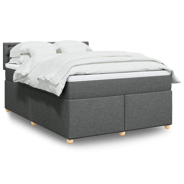 ARDEBO.de - Boxspringbett mit Matratze Dunkelgrau 140x200 cm Stoff