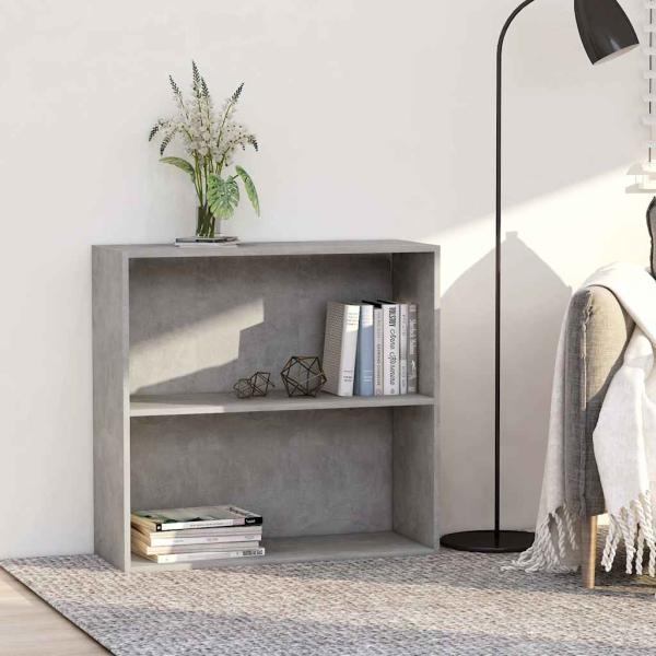 ARDEBO.de - B?cherregal 2 F?cher Betongrau 80x30x76,5 cm Holzwerkstoff