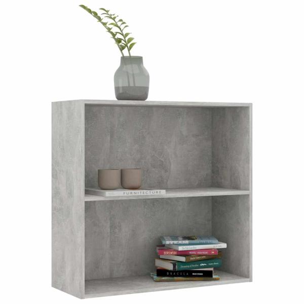 B?cherregal 2 F?cher Betongrau 80x30x76,5 cm Holzwerkstoff