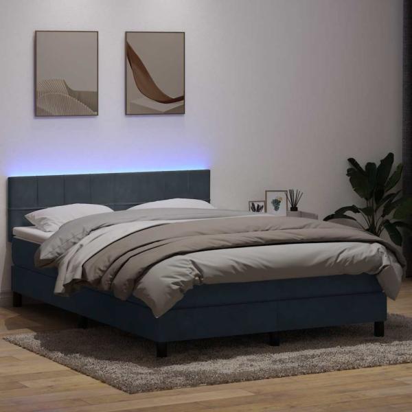 ARDEBO.de - Boxspringbett mit Matratze & LED Dunkelgrau 160x210 cm Samt