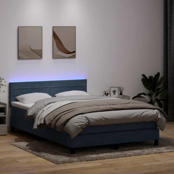 ARDEBO.de - Boxspringbett mit Matratze & LED Dunkelgrau 160x210 cm Samt