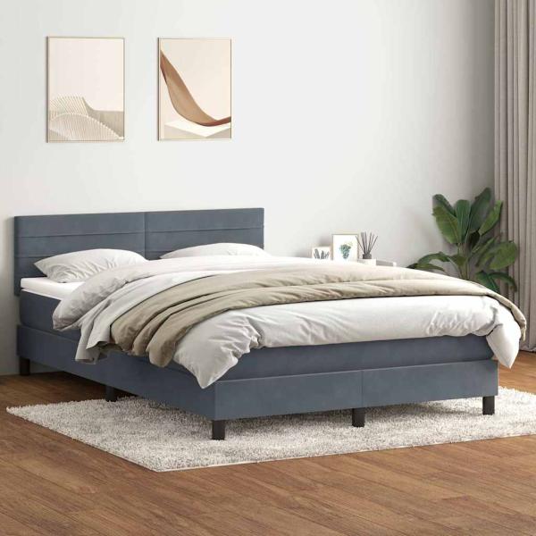 Boxspringbett mit Matratze & LED Dunkelgrau 160x210 cm Samt