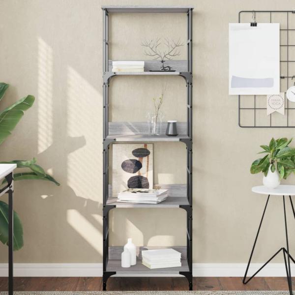 ARDEBO.de - B?cherregal Grau Sonoma 50x33x153 cm Holzwerkstoff