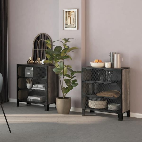 ARDEBO.de - Lagerschränke 2 Stk. Grau 72x36x82 cm Metall und MDF
