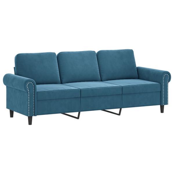 4-tlg. Sofagarnitur mit Kissen Blau Samt