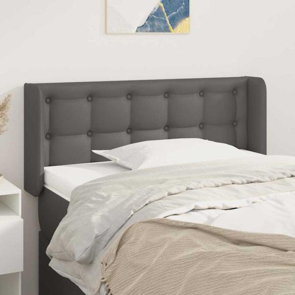ARDEBO.de - Kopfteil mit Ohren Grau 83x16x78/88 cm Kunstleder