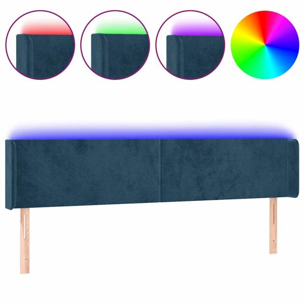 LED Kopfteil Dunkelblau 163x16x78/88 cm Samt