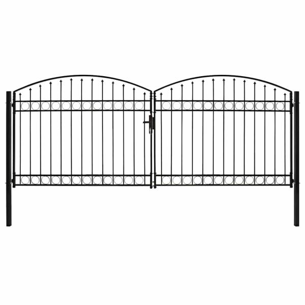 ARDEBO.de - Zauntor ASSEN Doppeltür mit Bogenabschluss Stahl 400 x 175 cm