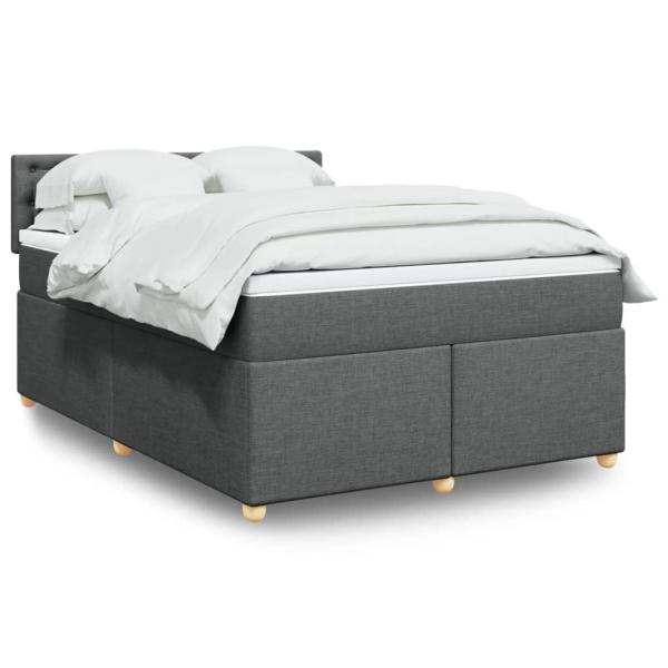 ARDEBO.de - Boxspringbett mit Matratze Dunkelgrau 140x200 cm Stoff